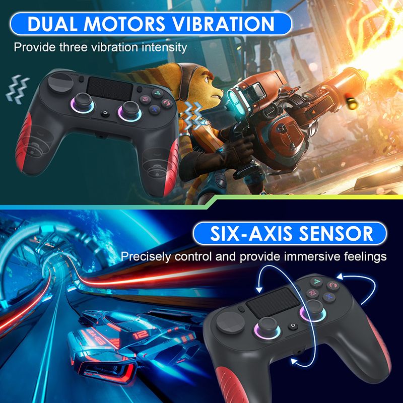 P4 Game Controller Wireless Bluetooth PC Joystick Six-axis Dual Four-vibration Gamepad Console With Light Game Console Game Pad For Android IOS Phone PC Tablet TV Box Game Accessories