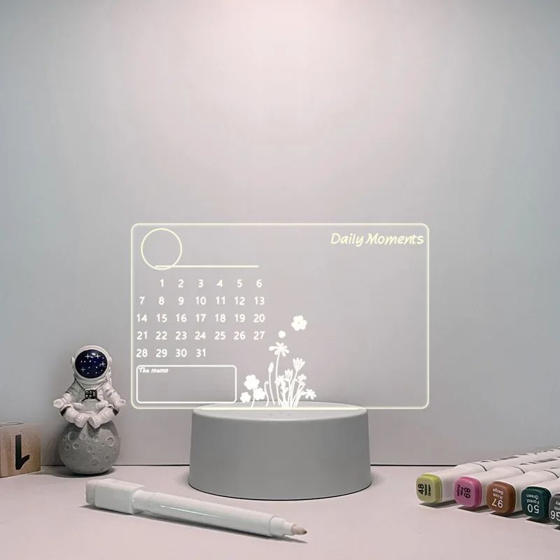Note Board Creative Led Night Light Erasable Write Message Board Holiday USB Light Transparent Luminous Acrylic Light Gift For Children Girlfriend Decoration Night Lamp Calendar Desktop Ornaments