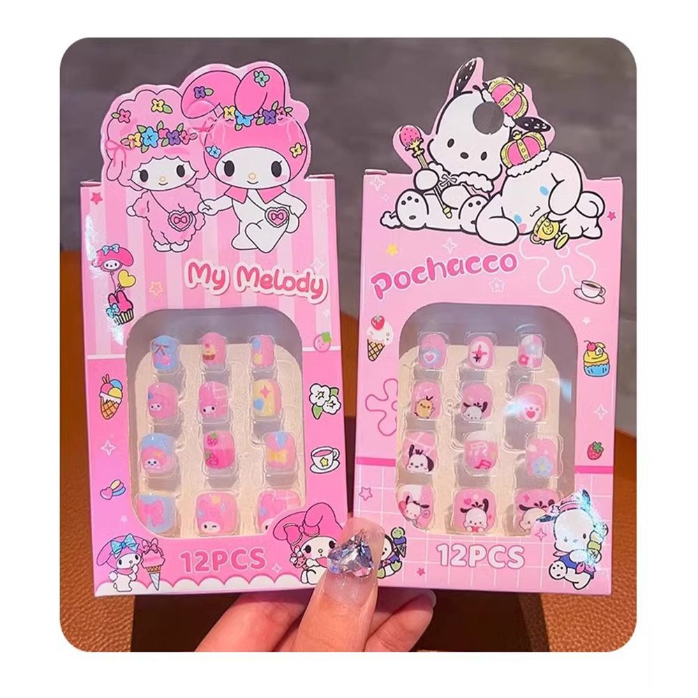 Hot selling children's nail art, bright pink, gradient color, European nail art, fake nail wearing nail art