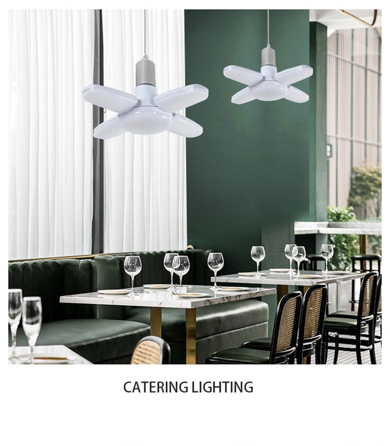 Latest Version E27 LED Bulb Fan Blade Timing Lamp 28W Foldable Led Light Bulb For Home Ceiling Light Energy Saving Small Garage Nightlight