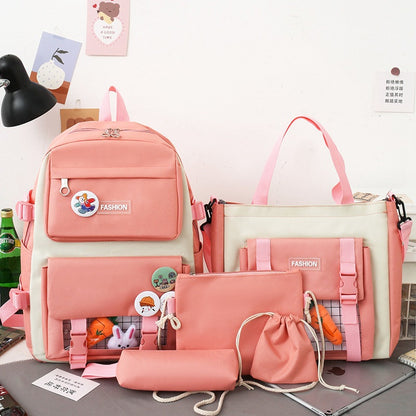 【with toys】5Pcs/set Backpacks & Bookbags School bags Women's Bags Handbags Shoulder bag Messenger bag Pencil bag Coin Pocket