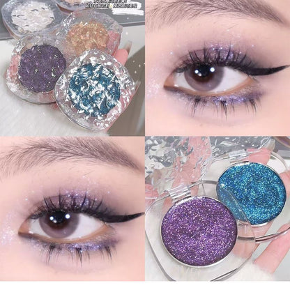 Single color explosive flash eye shadow plate delicate, clear, shiny, pearly, broken diamond girls' advanced color eye shadow cream