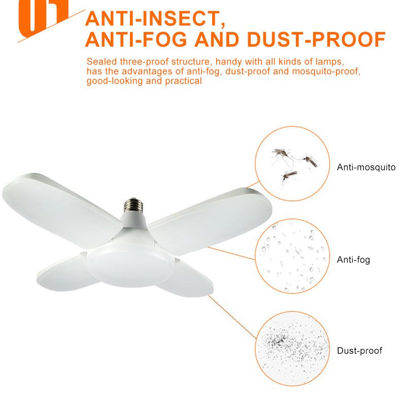 Latest Version E27 LED Bulb Fan Blade Timing Lamp 28W Foldable Led Light Bulb For Home Ceiling Light Energy Saving Small Garage Nightlight