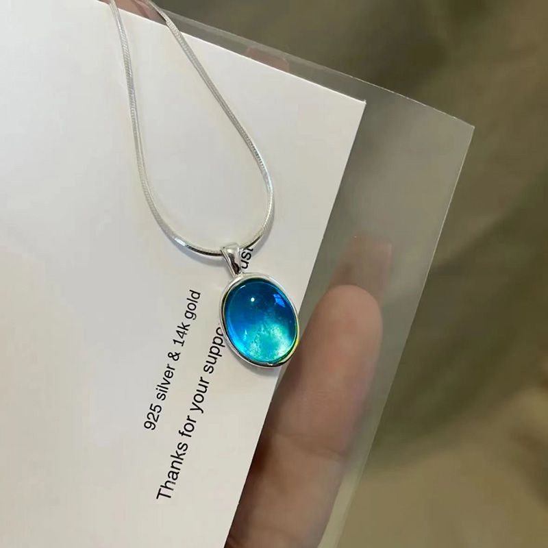 Moonstone Aquamarine Necklace For Women New Light Luxury Niche Collarbone Chain Women Snake Bone Chain Sweater Chain Accessories