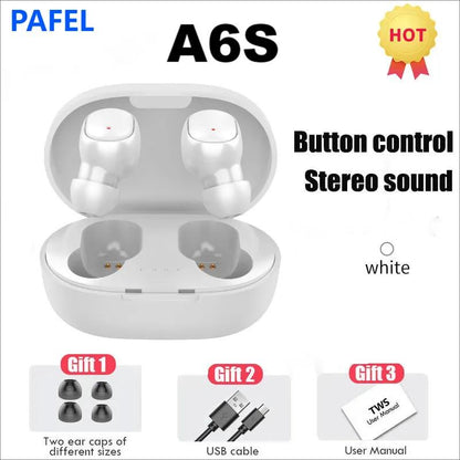 PAFEL A6S earphone TWS Wireless Bluetooth earpods Suitable for Mobile Phones Sports Music Portable Mini Wireless Headset In-Ear Noise Canceling Wireless Earbuds