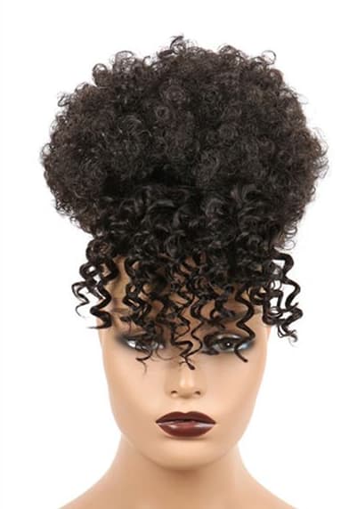 High Puff Afro Kinky Curly Synthetic Ponytail with Bangs Ponytail Hair Extension Drawstring Wigs
