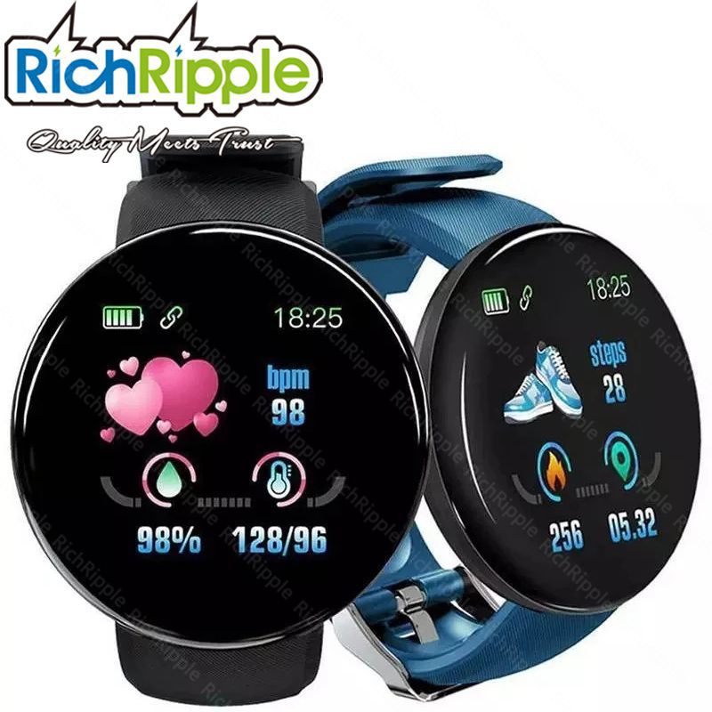 RichRipple D18 Smart Watch Heart Rate/Blood Pressure/Blood Oxyge Monitor Smart Bracelet Wristband Fitness Tracker Waterproof