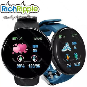 RichRipple D18 Smart Watch Heart Rate/Blood Pressure/Blood Oxyge Monitor Smart Bracelet Wristband Fitness Tracker Waterproof