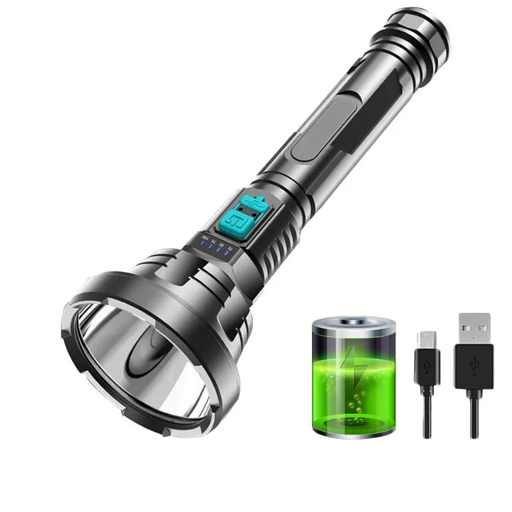 Powerful LED Flashlight Tactical Flash light Long Range 1000m Torch Waterproof Camping Hand Light USB Rechargeable 500000LM