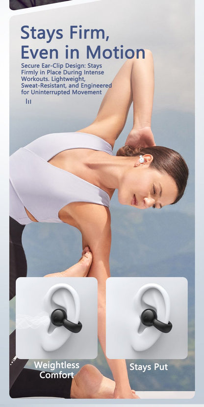 RichRipple Long Standby 4-6H Single-Pack Sports Bluetooth Headset Ear Clip Type Non-In-Ear Stereo Mini Headset Durable Black