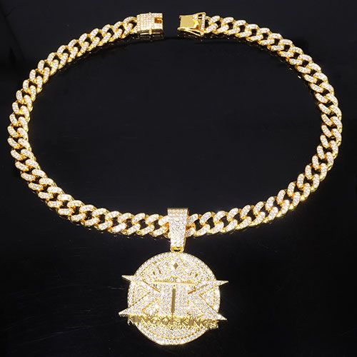 iced men pendant necklace for man hip hop iced pendant necklace with cuban chain for men/women hip hop fashion jewelry accessory gift for him/her party show costume jewelry