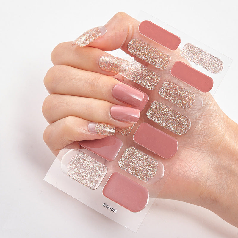 2 Sheets Glitter Gradient Color Nail Stickers Nail Wraps Full Cover Nail Polish Sticker DIY Self Adhesive Nail Art Decoration