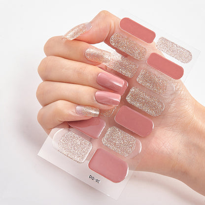 2 Sheets Glitter Gradient Color Nail Stickers Nail Wraps Full Cover Nail Polish Sticker DIY Self Adhesive Nail Art Decoration