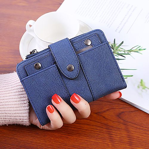 Women's stylish, frosted, flip-top, high-quality classic purse wallets is compact, delicate and practical
