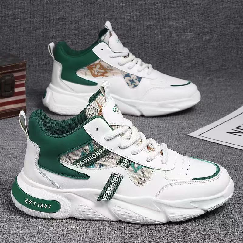 Sneakers Running Platform Daddy Shoes Men's Shoes Casual New Breathable Mesh Surface Fashion Shoes White Green