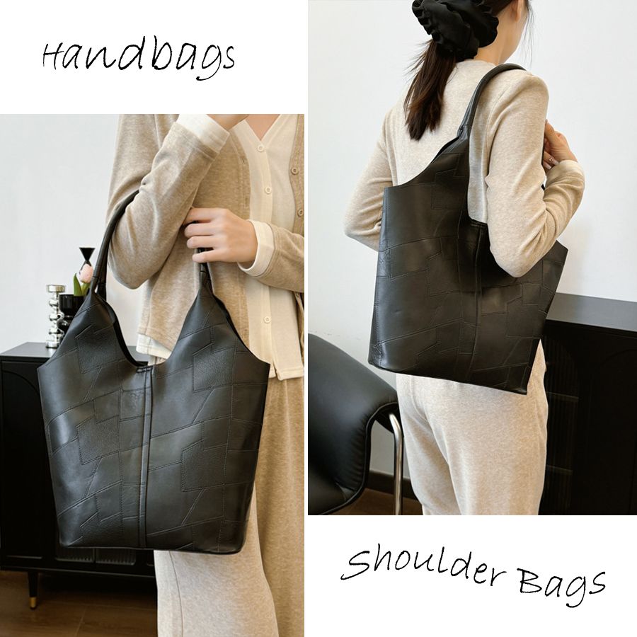 2 In 1 Korean Ladies Handbag Small Bag Set Large Capacity PU Bags - Black