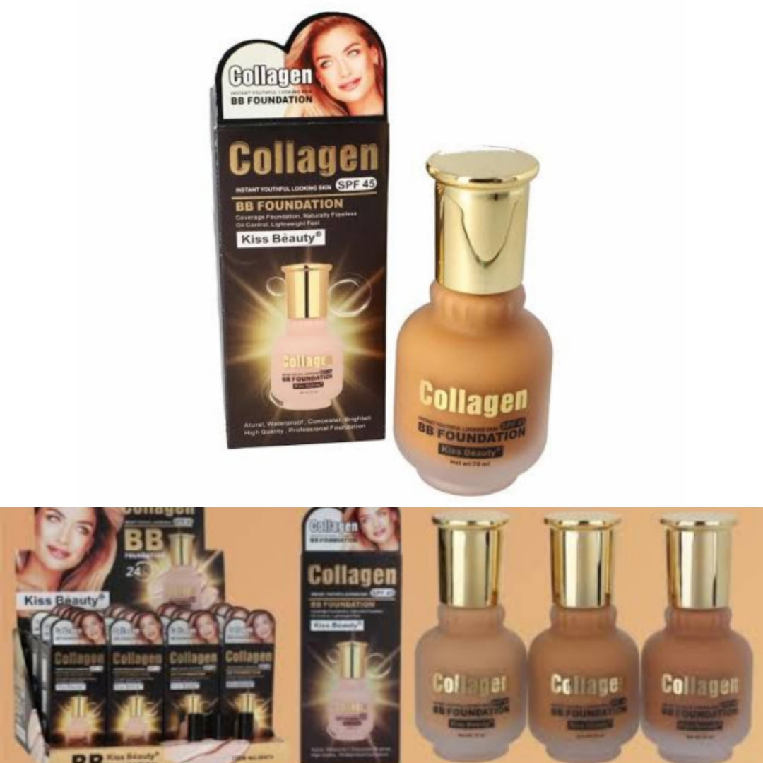 Kiss Beauty Collagen SPF 45 BB Foundation Coverage Youthful Looking Skin Makeup Foundation