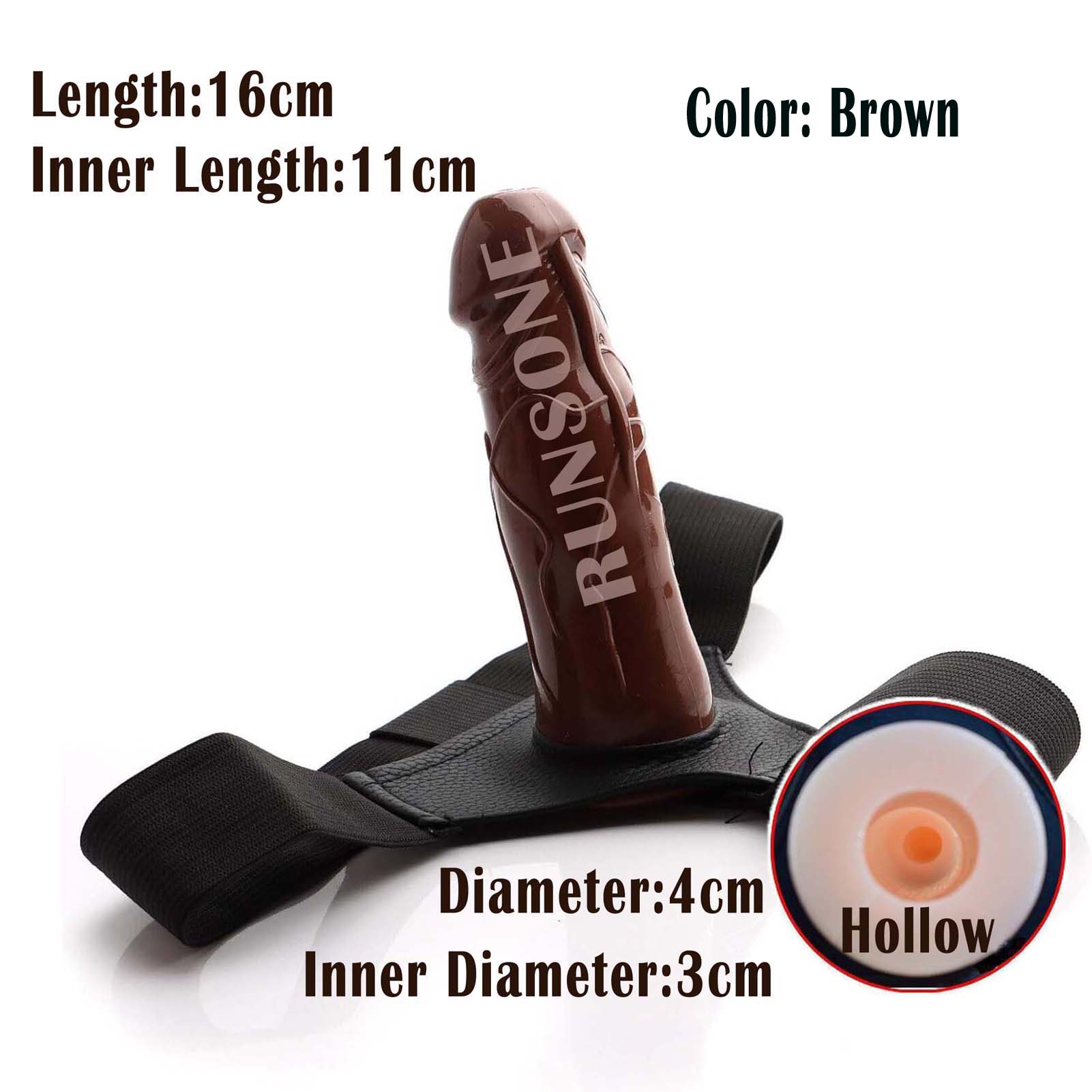 2 Sizes Strap on Realistic Hollow Dildo Large Basic Options Adjustable Chastity Belt Harness BDSM Bondage Sleeve Vagina Anal Plug Adult Play Sex Fetish Toys for Lesbian Couple Women Men