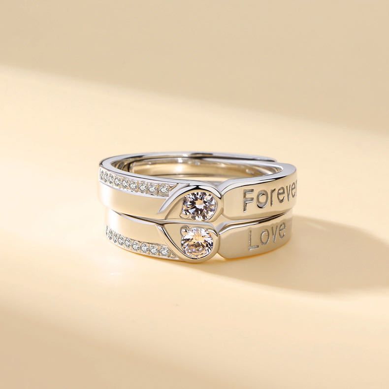 Rings 2PCS Couple rings set for men and women ladies adjustable rings jewelry rings wedding in jewellery adjustable rings Diamond style Fashionable exquisite