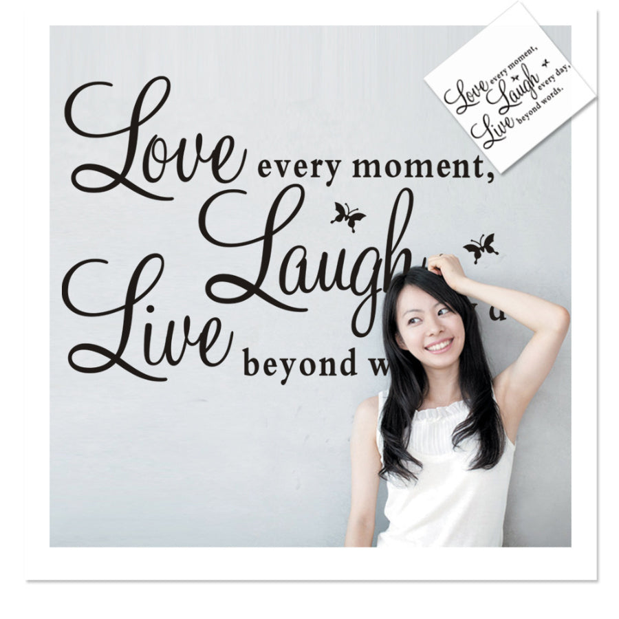 new live every moment laugh every day love beyond words wall stickers home decoration living bedroom diy decals mural arts