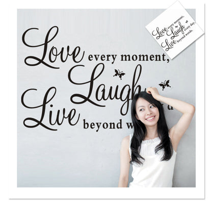 new live every moment laugh every day love beyond words wall stickers home decoration living bedroom diy decals mural arts