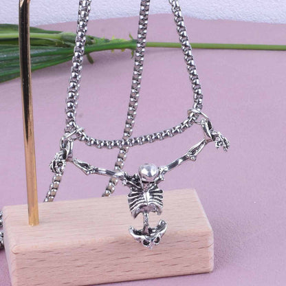 New Design European And American Halloween Punk Wind Crucifixion Skull Head Necklace Fashion Retro Accessories