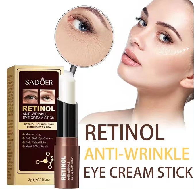SADOER Retinol Eye Cream Stick Anti Dark Circles Under the Eyes Moisturizing Firming Eyes Cream Eye Skin Care Products