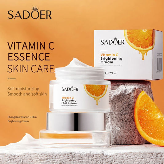 4 in 1 SadoerVitamin C Brightening Face Cream + 3 PCS Salicylic Acid Sheet Masks Moisturizer Vitamin C cream Moisturizing Cream For Radiant Skin Acne Repair Hydrate Mask