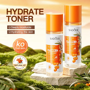 SADOER Sea Buckthorn + Fruit Acid Vitamin C Toner, Anti Oxidant Vitamin C Face Toner, Hydrating Toner , for Intensive Moisturising, Soothing and Nourishing, Rapid Absorption, Makes Skin Delicate Radia