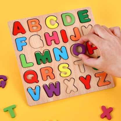 kid's Early Education Toy Alphabet Number Puzzle Wooden Building Block Toys Alphabet puzzle