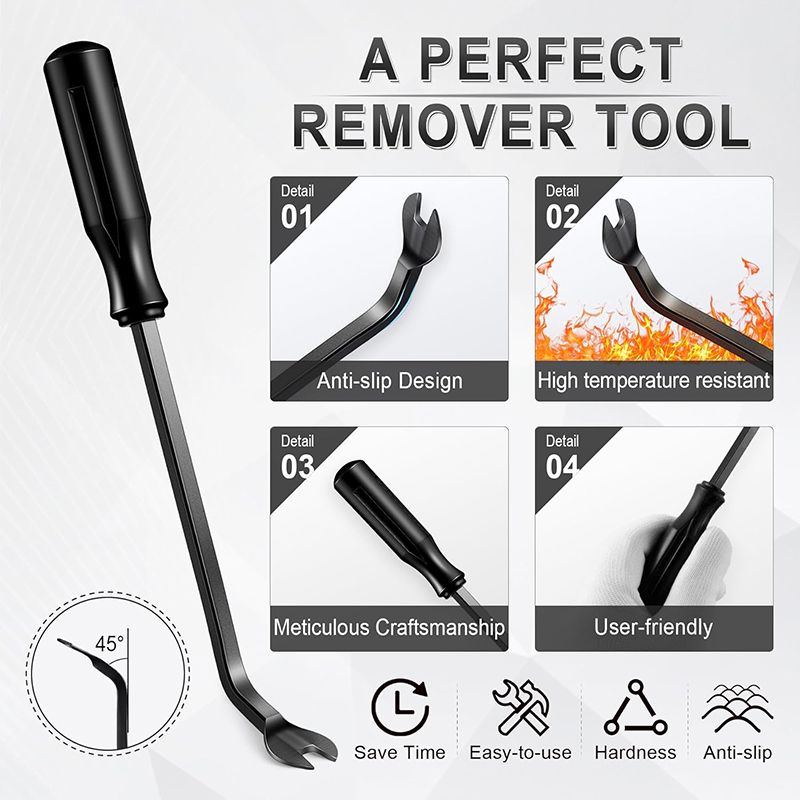 Auto Trim Removal Tool Kit - 5-Piece No Scratch Pry Tool Set for Car Panel and Dashboard Removal - Includes Door Panel Tools, Push Rivets, Car Clips - Essential for Interior Trim Work