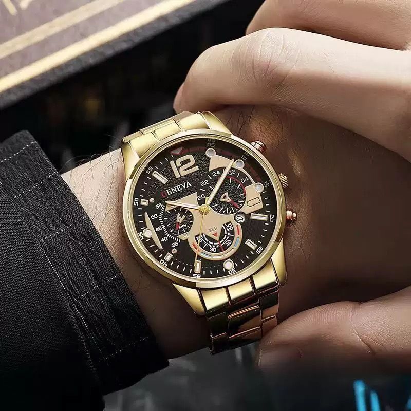 2Pcs/Set Fashion Watch Bracelet Set Men Watches Men's Watches Quartz Business Watches Male Wrist Watch Men Bracelet Jewelry