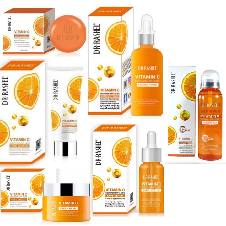 Dr. Rashel 6 in 1 Vitamin C Face Serum , Facial Cleanser , Toner , Soap, Face Cream & Makeup Fixer