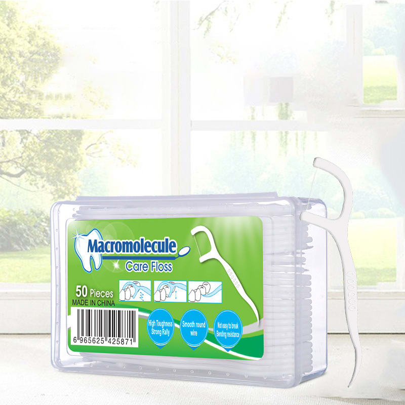 50pcs Dental Floss Flosser Bleaching Picks Toothpicks Teeth Stick Interdental Brush Tooth Cleaning Dental Floss Pick Oral Care White 50 Pieces/pack