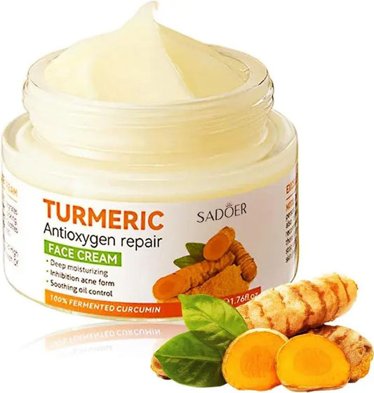 Sadoer Turmeric Cream, Tumeric Cream Anti Oxidation, Face Cream For Deep Moisturizing akin to Vitamin C, Prevents Acne, Oil Control and Soothing, Skin Repair