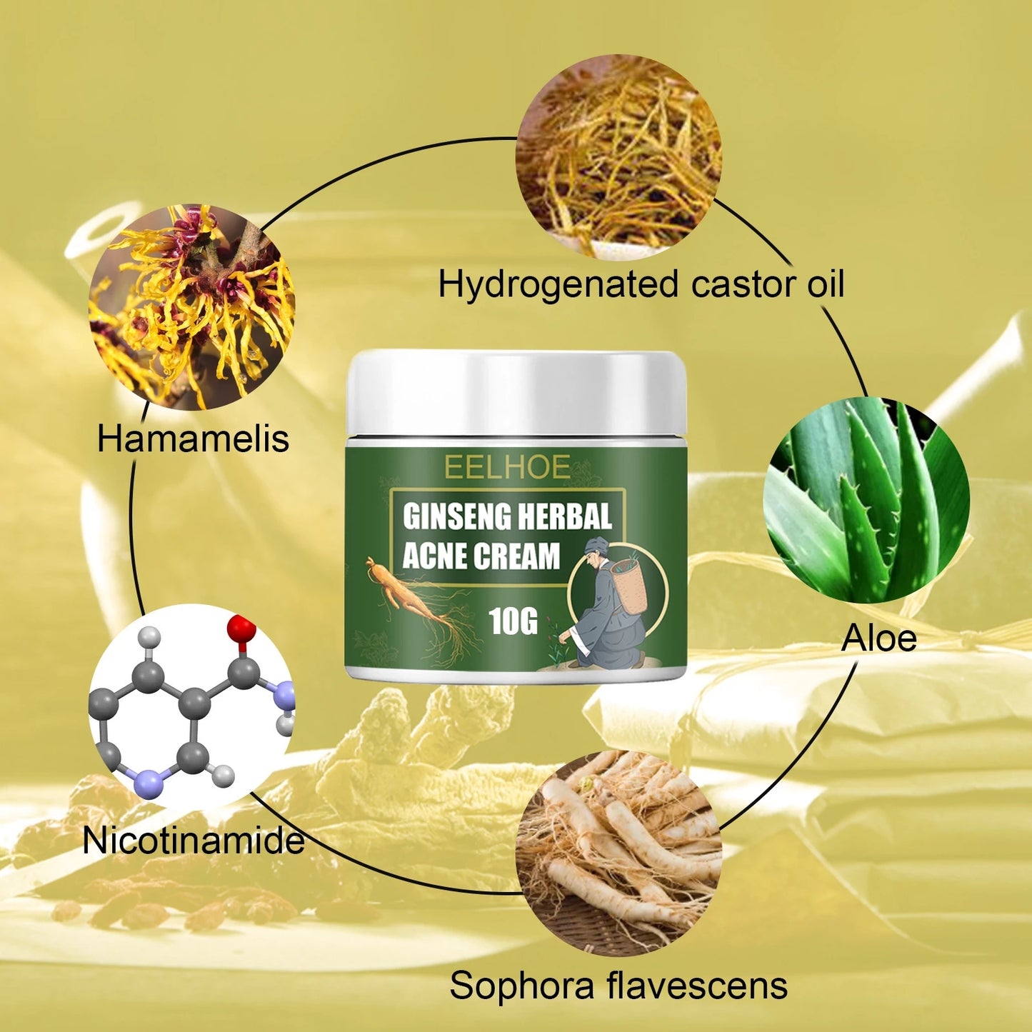 Acne Removal Cream Face Cream for Pimples and Black Spots Product for Acne Ginseng Herbal Acne Skin Care Best Moisturizer for Acne Prone Skin