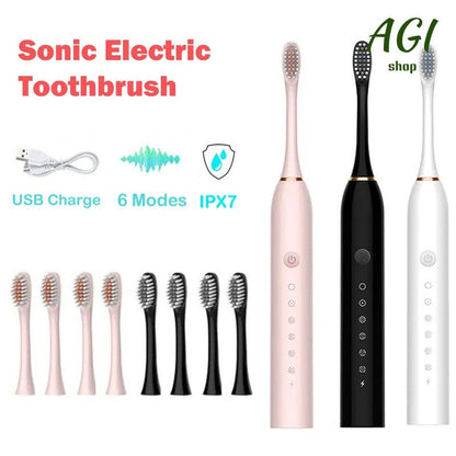 Electric Toothbrush With 4 Brush Heads Smart Timing Tooth Brush USB Rechargeable Teeth Clean Whitening Sonic Toothbrush With Replacement Head