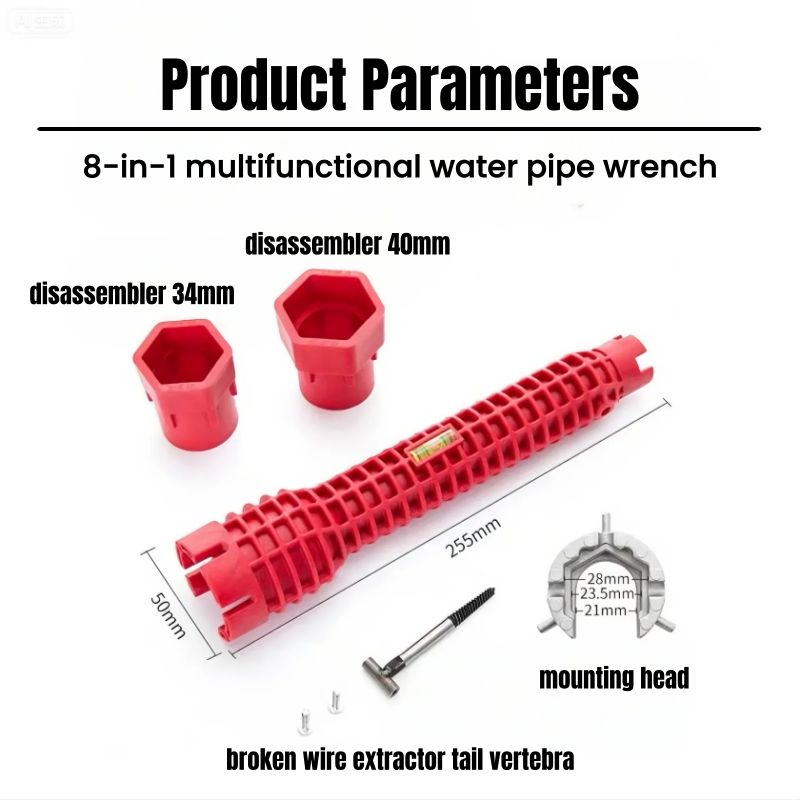 8-in-1 Adjustable Spanner Sink Water Pipe Wrench Multifunctional Sink Installation Tool for bolt Washbasin Wrench Corner Valve Home Decoration Tools Repair Disassembly Tools Jaw Grip Non-Slip Handle