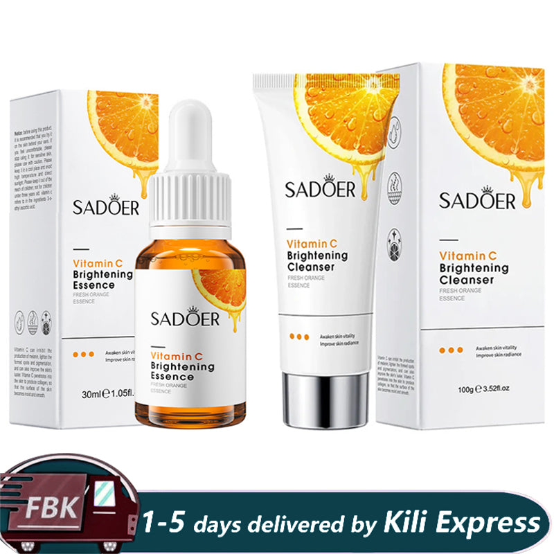 SADOER 2 in 1 Vitamin C Serum + VC Cleanser , Moisturizing, Anti Aging, Anti Wrinkles, Anti Acne, Dark Spots Remover