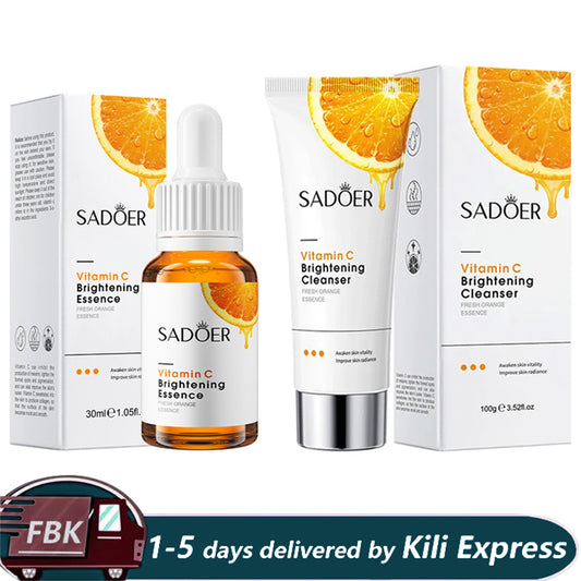 SADOER 2 in 1 Vitamin C Serum + VC Cleanser , Moisturizing, Anti Aging, Anti Wrinkles, Anti Acne, Dark Spots Remover