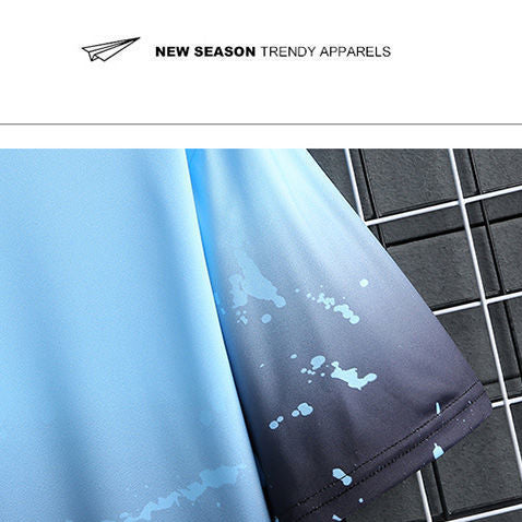 Niche Design Short-Sleeved Shorts Men's Snow And Ice Sportswear Casual Loose Gradual Change