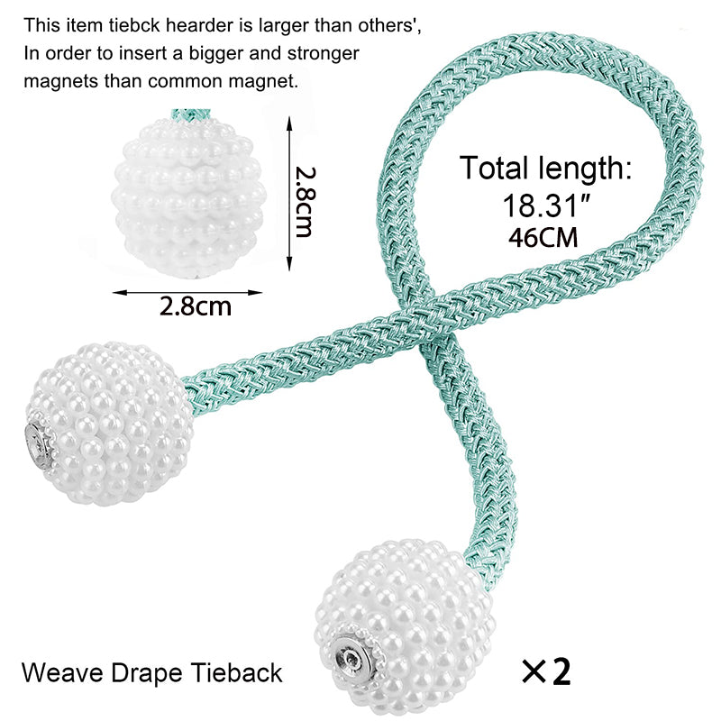 Magnetic Curtain Tiebacks Clips - Window Tie Backs Holders Curtain Buckle Tether Curtain Home Decoration Pearl Magnetic Buckle for Office Decorative Rope Holdbacks Classic Tiebacks Design