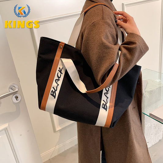 Ladies Large Capacity Tote Bag Women Handbag Simple Canvas Bag