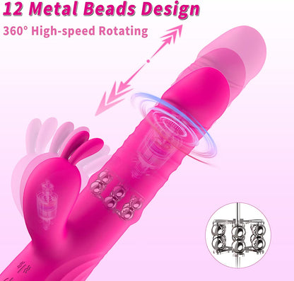 HW Silicone rabbit double shock 7 Thrusting & 10 Vibration Patter G-spot vibration orgasm massage stick female fun masturbation appliances adult sex products