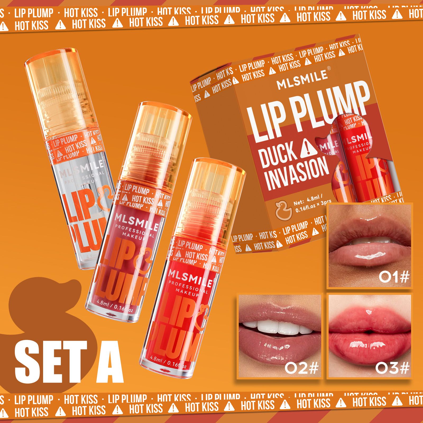 3PCS MLSMILE Lip Gloss Set Duck Mouth Fruit Fragrance Lip Plump Set Lip Oil Moisturizing Mirror Gloss Lip Gloss Beep Lip Glaze Set Lipsticks Set Gift Box