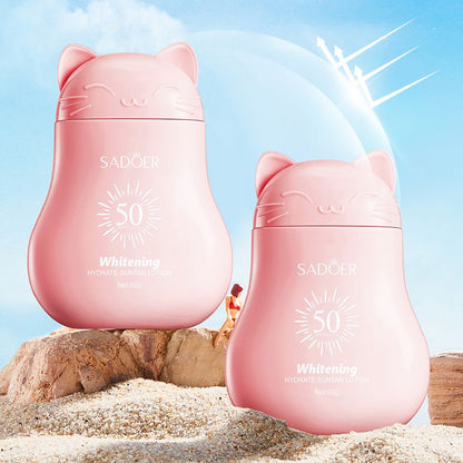 SADOER SPF 50 PA+++ Ultra-Hydrating Facial Body Sunscreen Milk: No White Cast, Advanced Brightening & Soothing Protection for Dark Skin Tones