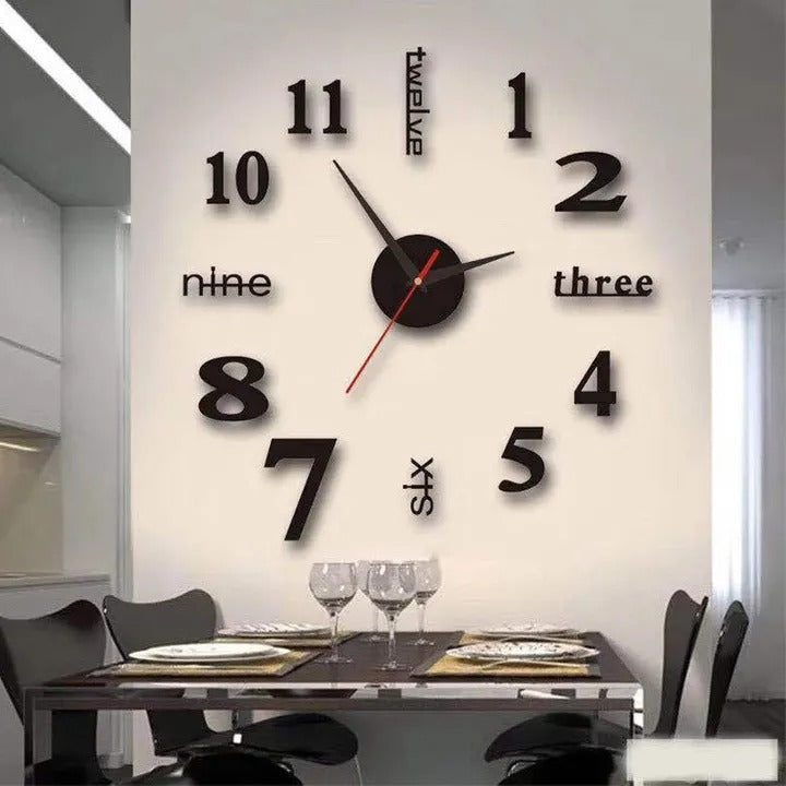 Wall Clock Living Room DIY 3D Home Decoration Mirror Art Design, DIY Wall Clock 3D Mirror Surface Sticker Home Office Decor Clock