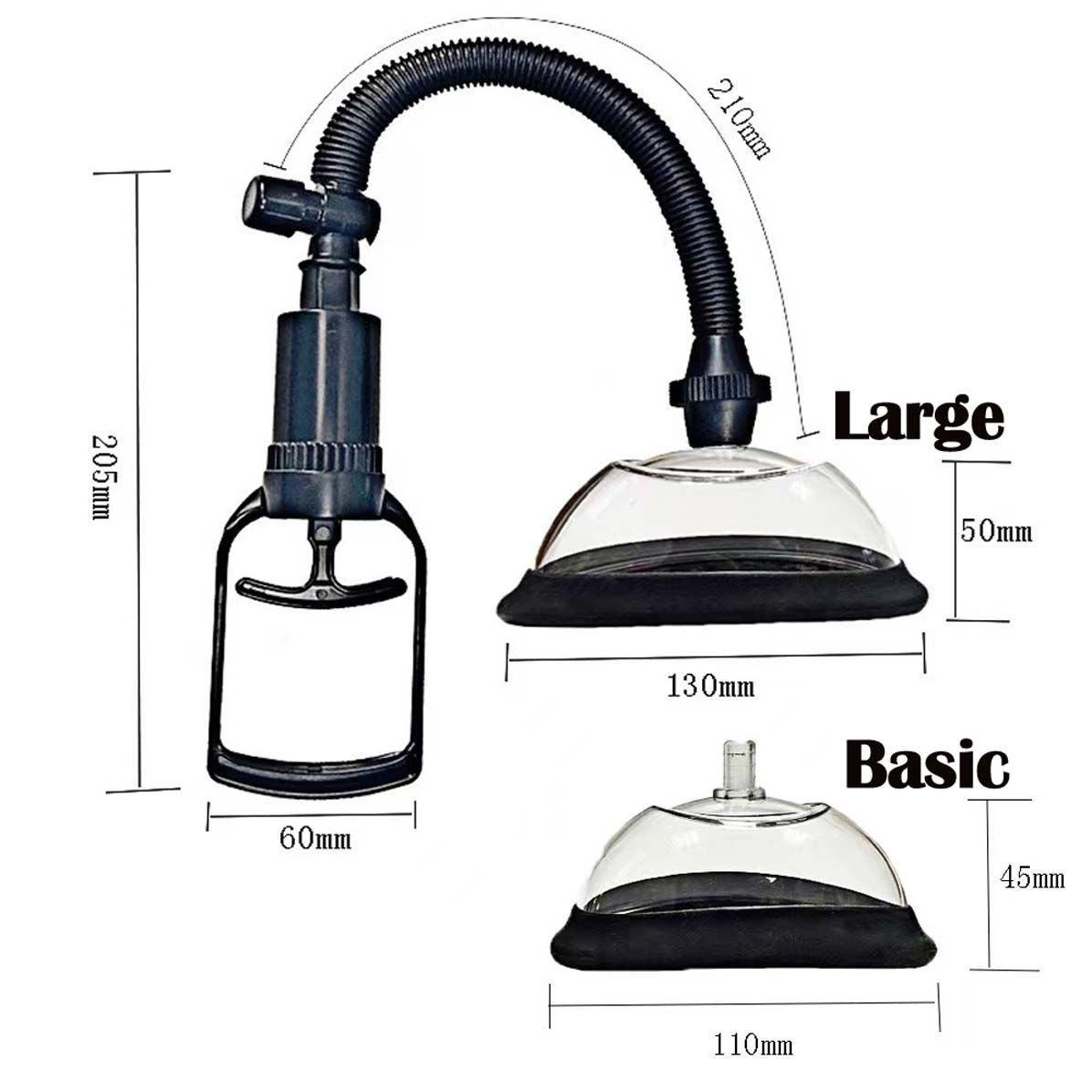 2 Sizes Pack Pussy Vagina Pump Manual Vacuum Sex Toy Nipples Clit Sucker Increase Labia Sensation Enhance Clitoral Sexual Pleasure Powerful Suction Pumping Enlarger Adult Tool for Women