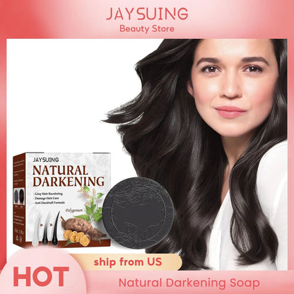 Gray White Hair Shampoo Soap Bar Polygonum Organic Darkening Color Dye Treatments Dandruff Removal Anti Gray Hair Shampoo Bar