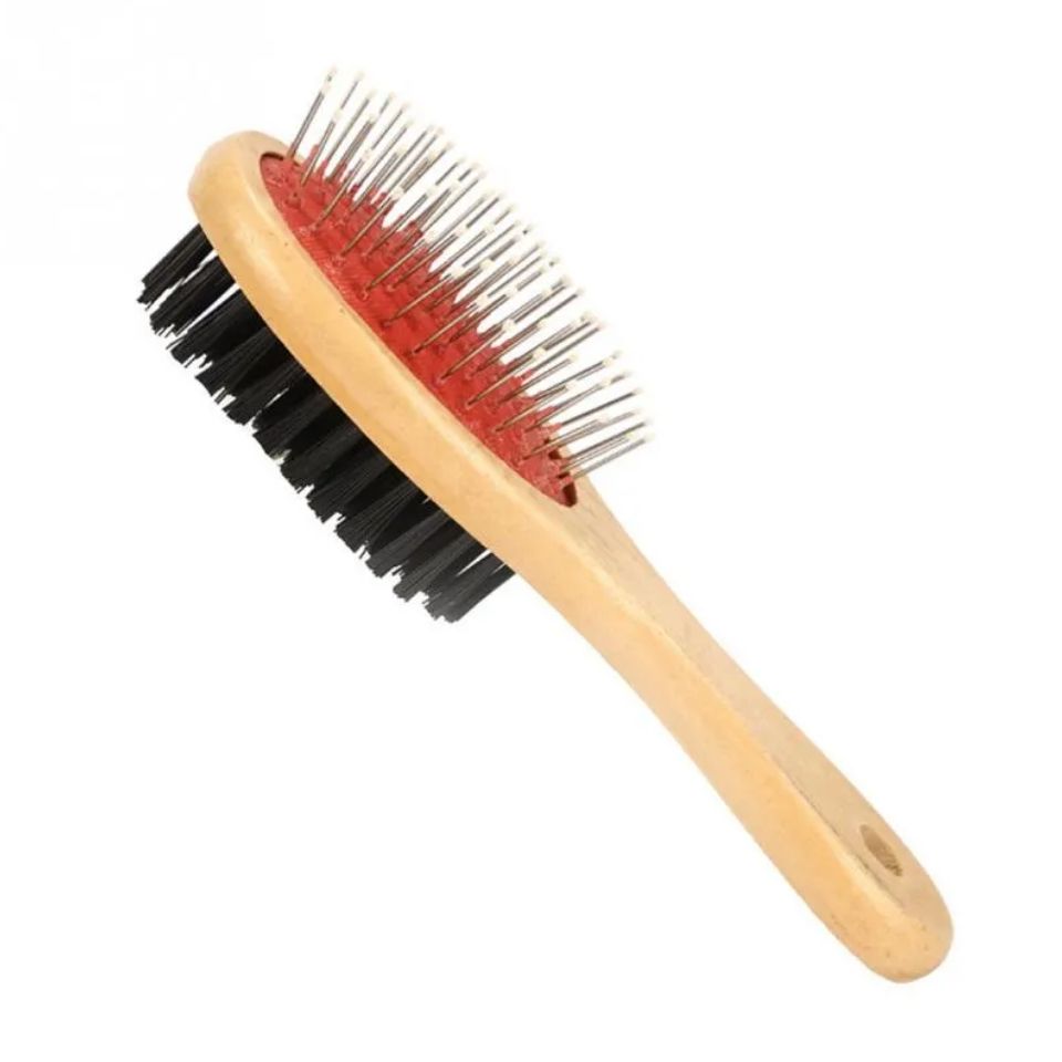 Double Sided Wooden Grooming Brush Hair Brush and Bristles Soft Brush for Cleaning, Grooming Tools for Long Haired and Short Haired People Dogs Cats